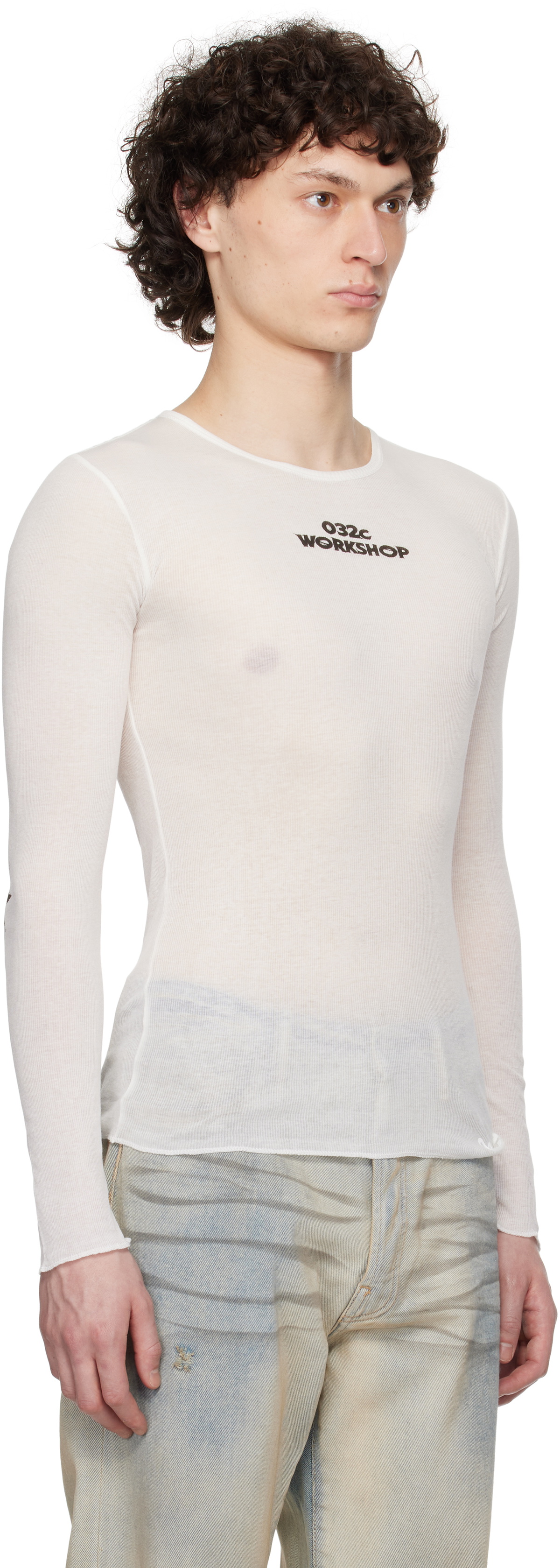 032c White 'Black Sun' Fine Rib Longsleeve T-shirt