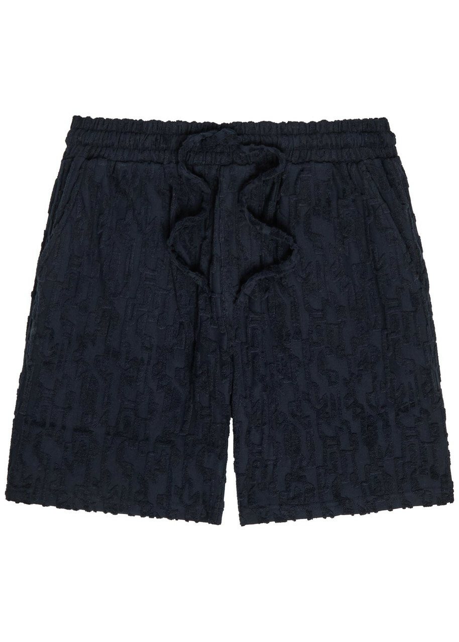 Raith Fausto Flocked-pattern Terry Shorts Navy