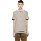 Band of Outsiders White and Beige Stripe Polo