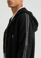 Alexander Mcqueen Taping Logo Hooded Cotton Sweatshirt Black