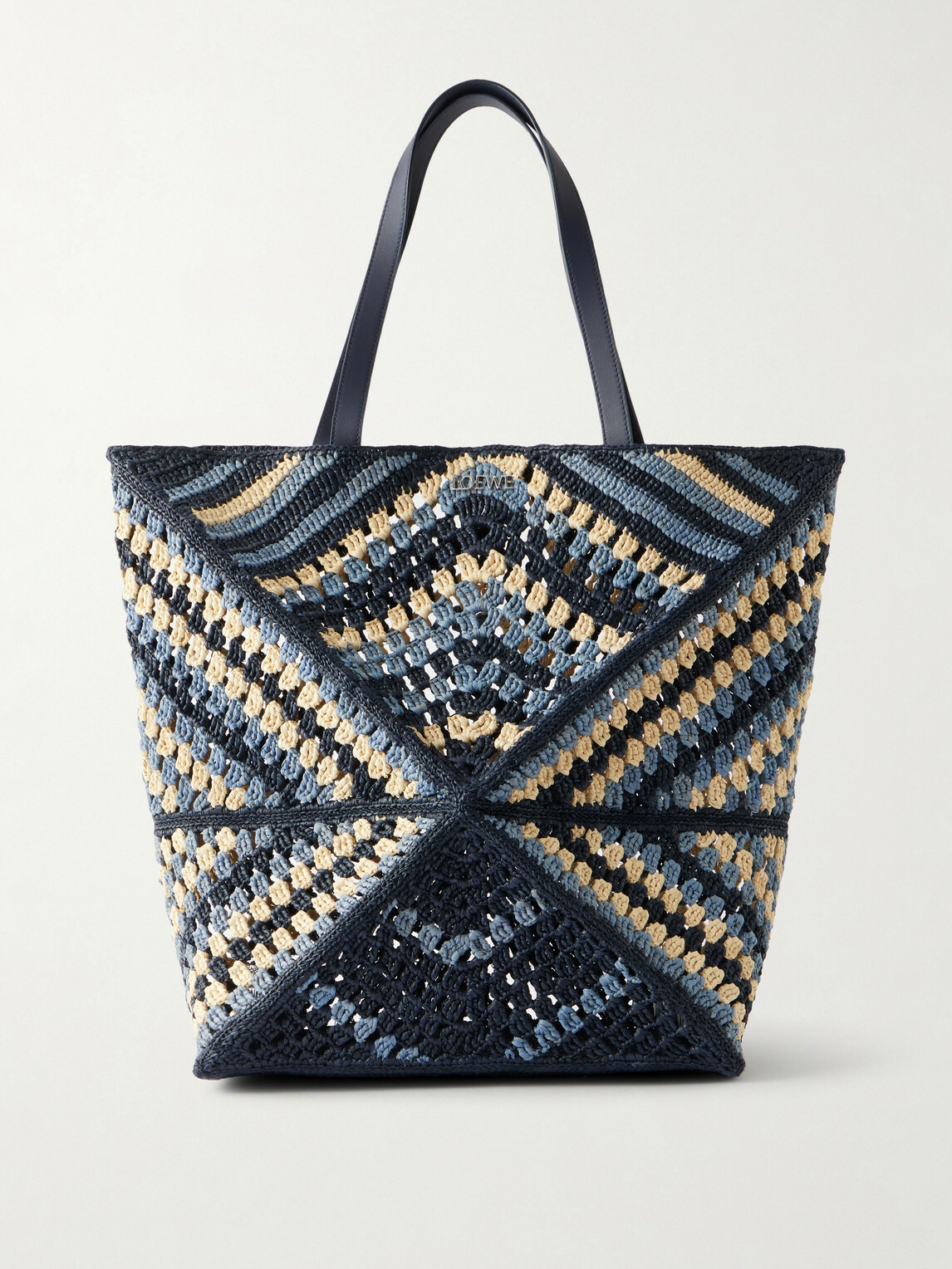 LOEWE - Paula's Ibiza Puzzle Fold Large Leather-Trimmed Raffia Shoulder Bag