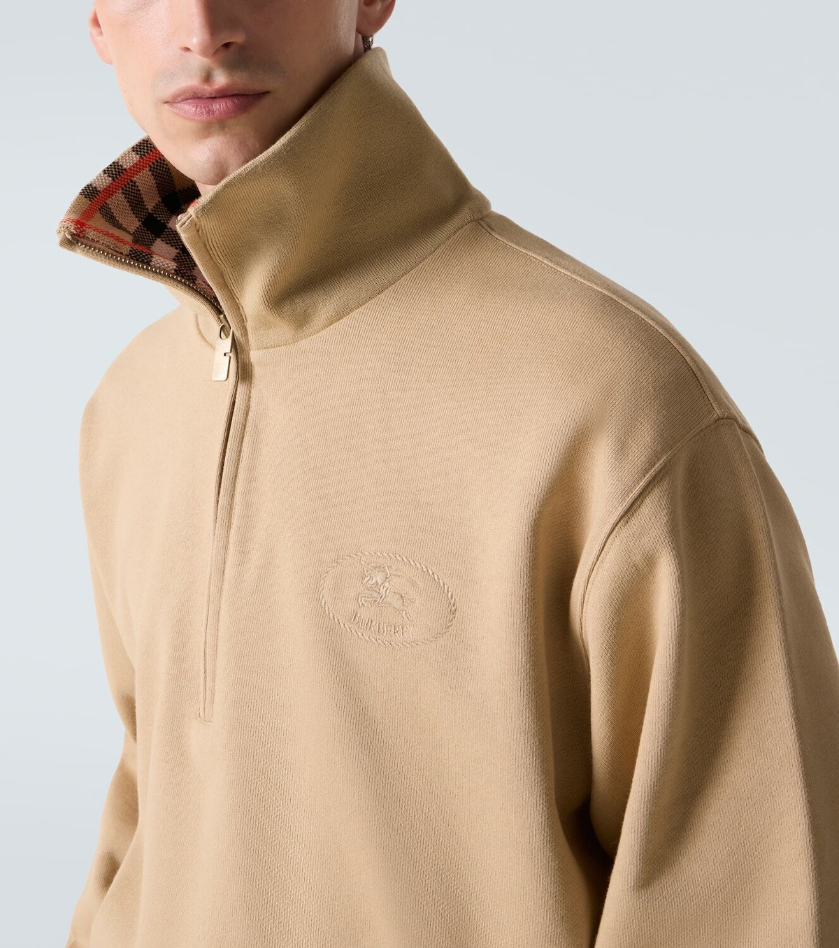 Burberry Burberry Check cotton jersey half-zip sweatshirt