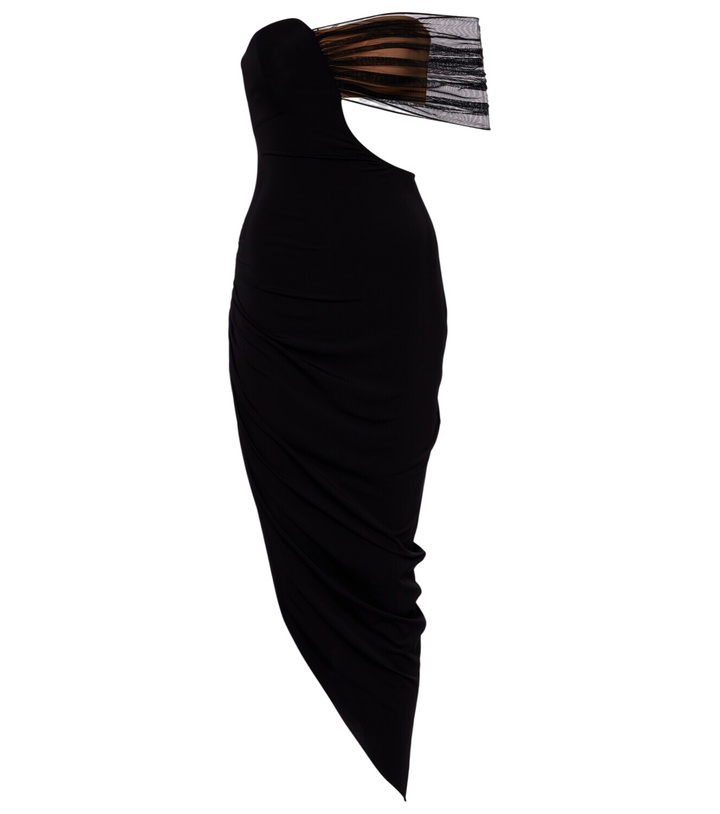 Photo: Nensi Dojaka Asymmetric tulle-trimmed cocktail dress