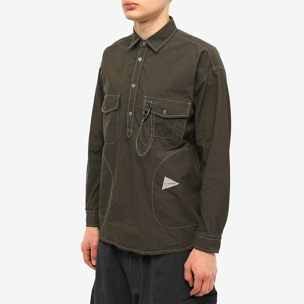 And Wander Men's Cordura Popover Shirt in Dark Khaki and Wander