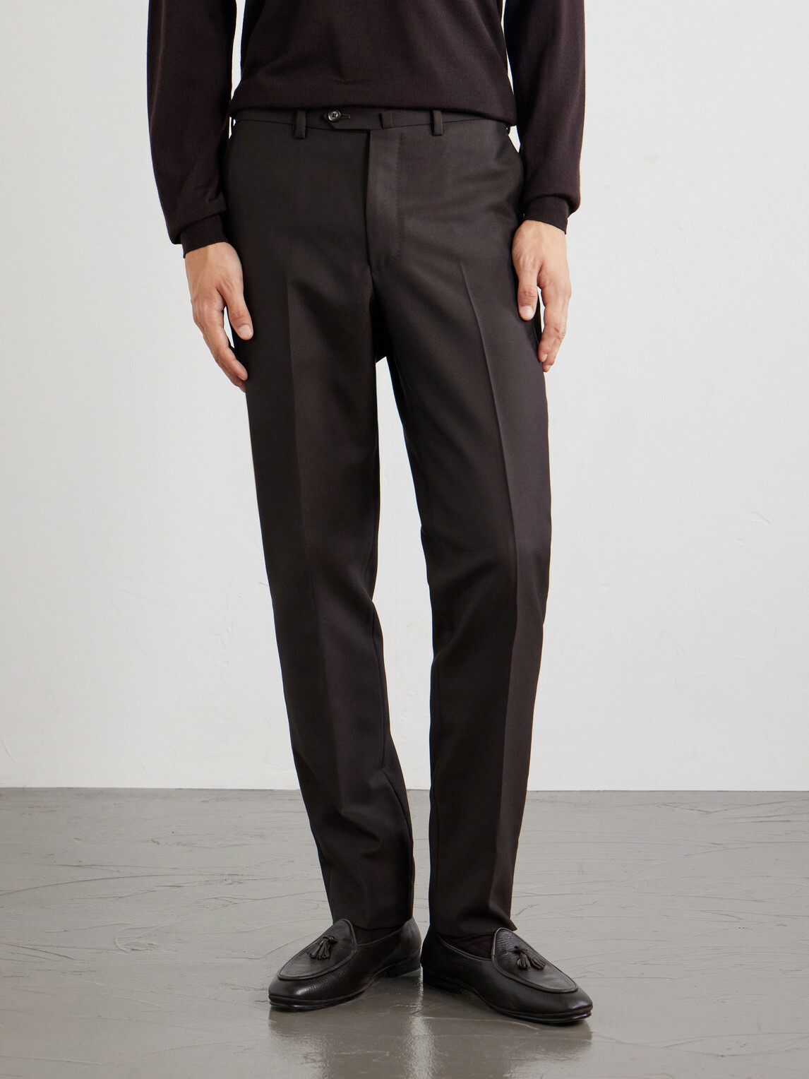 De Petrillo - Tapered Virgin Wool Suit Trousers - Brown