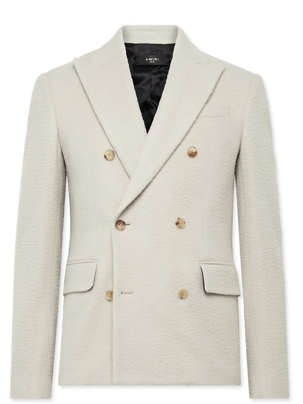 Photo: AMIRI - Slim-Fit Double-Breasted Boiled Wool-Blend Suit Jacket - Neutrals