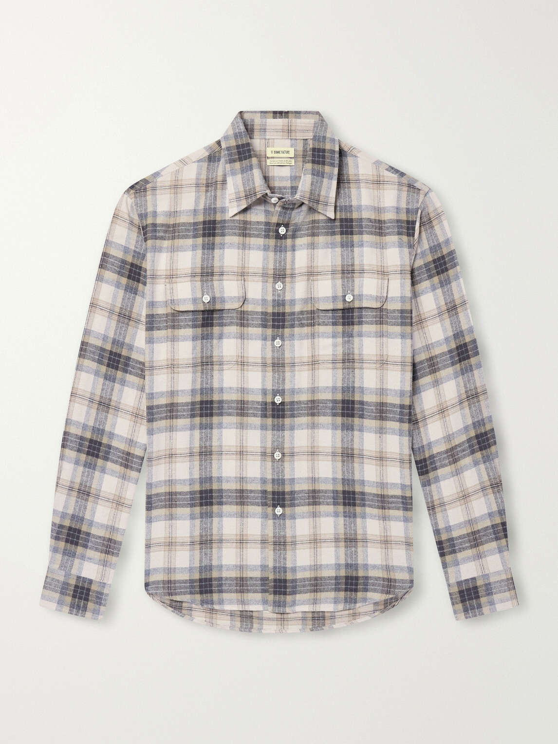 De Bonne Facture - Checked Cotton Shirt - Gray