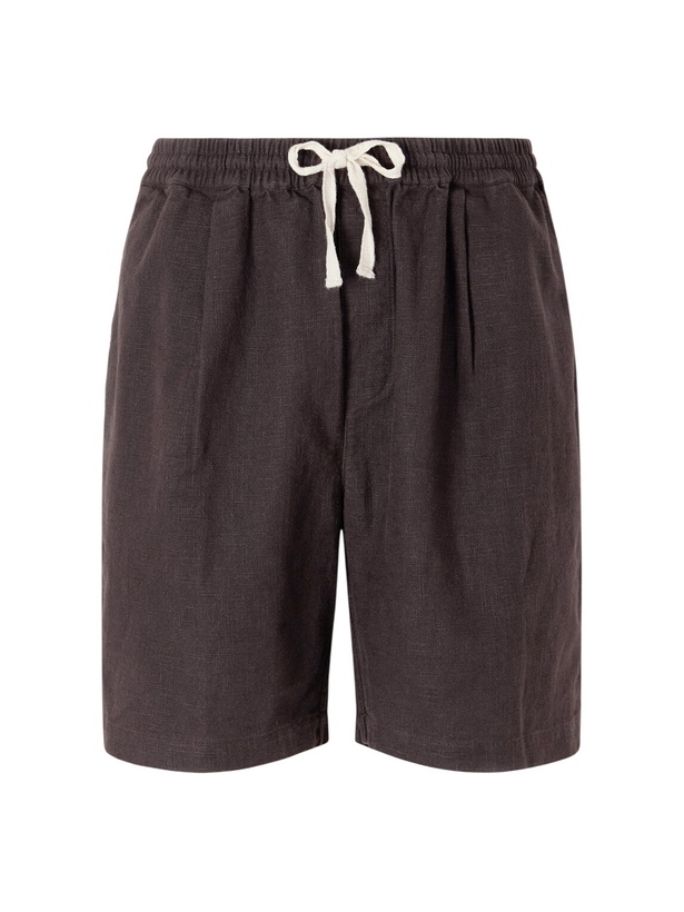 Photo: 3sixteen - Straight-Leg Linen Drawstring Shorts - Brown