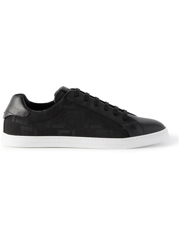 Photo: Fendi - Leather-Trimmed Logo-Jacquard Canvas Sneakers - Black