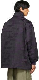 Needles Black & Purple Down Abstract Jacquard Sur Coat