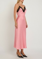 Rixo Alberta Floral-jacquard Lace and Satin Midi Slip Dress Pink