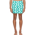 Bather Blue Gradient Wave Pattern Swim Shorts