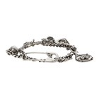 Alexander McQueen Silver Safety Pin and Medallion Chain Bracelet