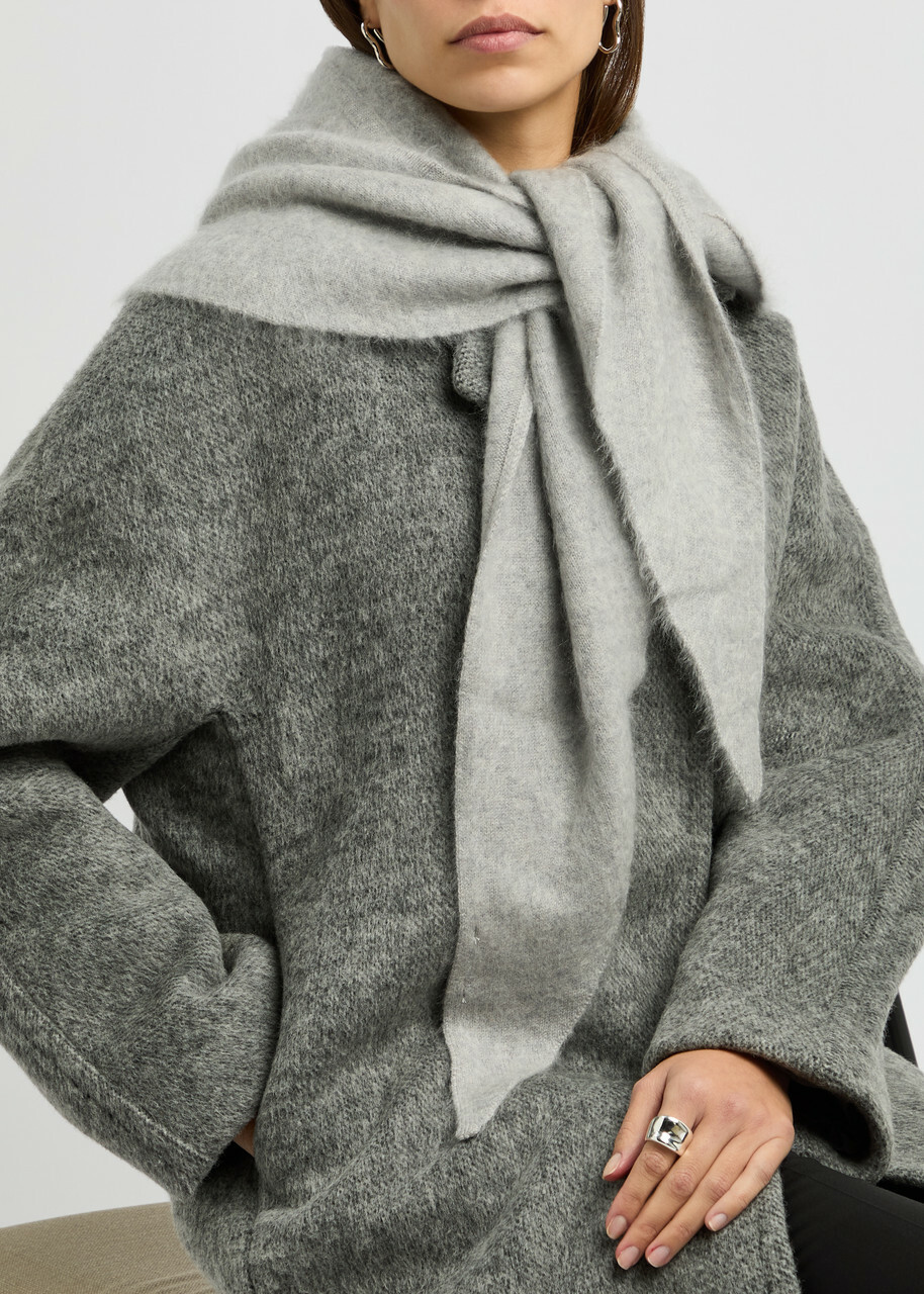 Lisa Yang Rina Brushed Cashmere Hood - Grey - One Size