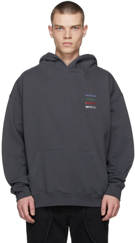 Photo: We11done Grey Logo Patched Hoodie