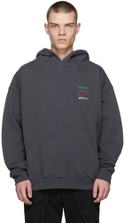 We11done Grey Logo Patched Hoodie