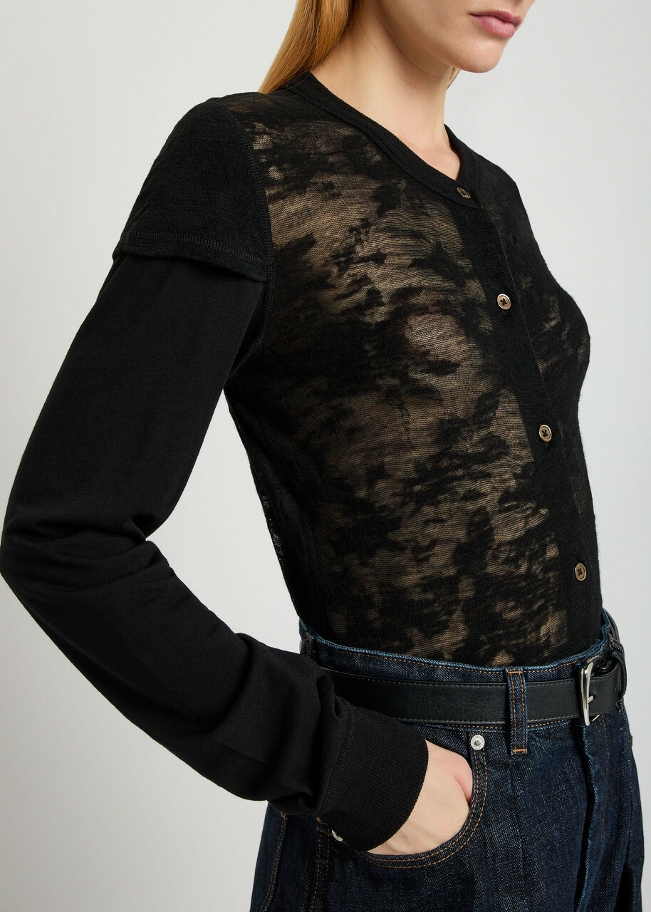 Our Legacy Heat Floral-jacquard Merino Wool top Black