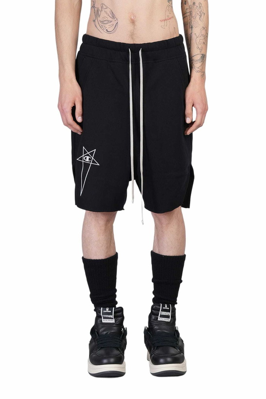 Photo: Rick Owens x Champion Beveled Pods Shorts In Black Cotton