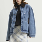 Charles Jeffrey Loverboy Women's Corduroy Collar Denim Jacket in Washed Denim