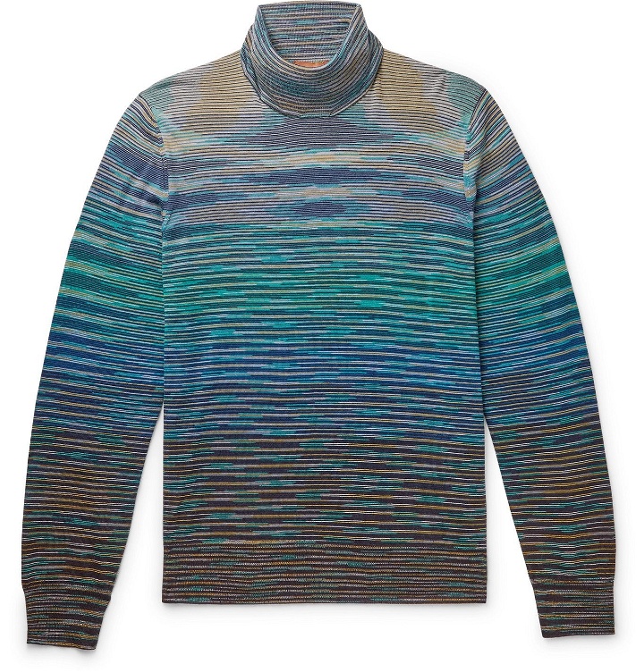 Photo: Missoni - Space-Dyed Wool-Blend Rollneck Sweater - Blue