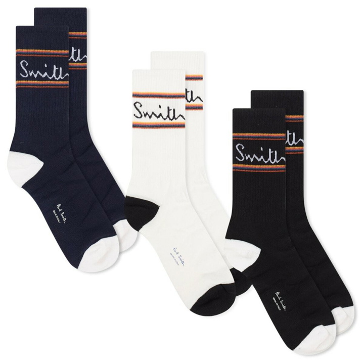 Photo: Paul Smith Men's MNLN Sports Socks - 3-Pack in Multicolour 