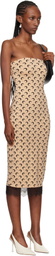 Marine Serre Tan Recycled Moon Jersey Bustier Midi Dress