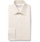 Turnbull & Asser - Navy Bib-Front Double-Cuff Silk Shirt - Neutrals