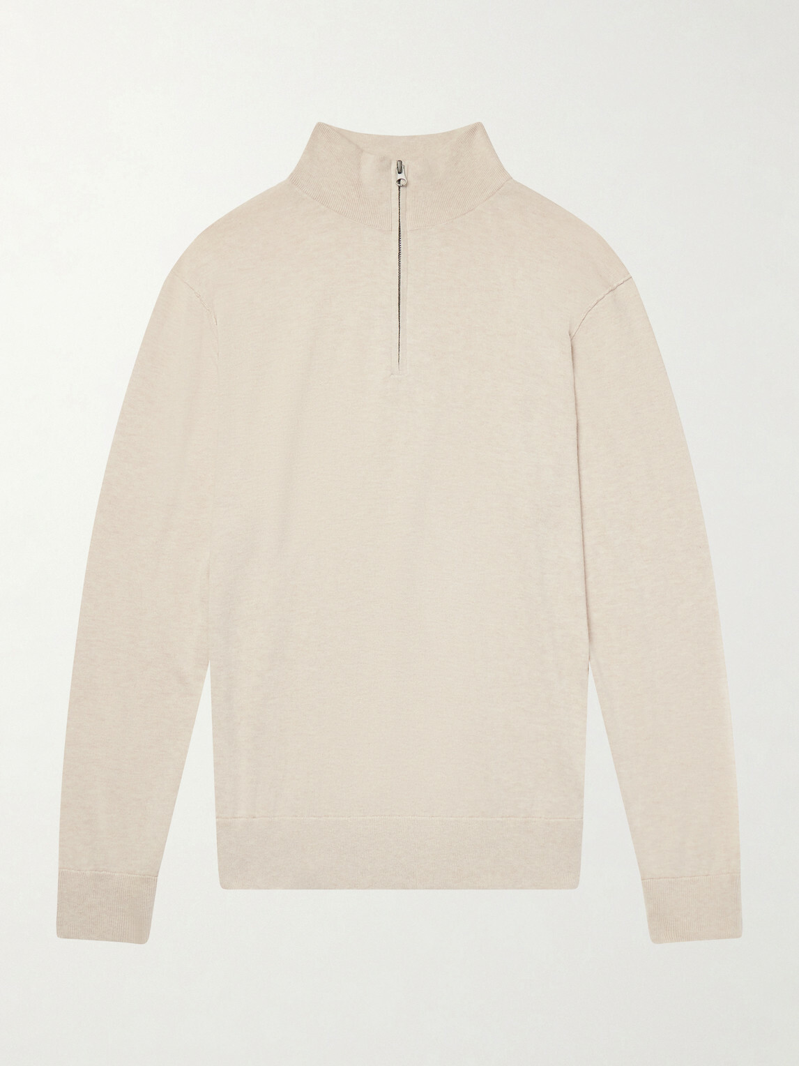 Hartford - Cotton and Cashmere-Blend Half-Zip Sweater - Neutrals