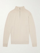 Hartford - Cotton and Cashmere-Blend Half-Zip Sweater - Neutrals