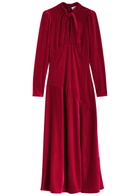 Ganni Velvet Maxi Dress Red