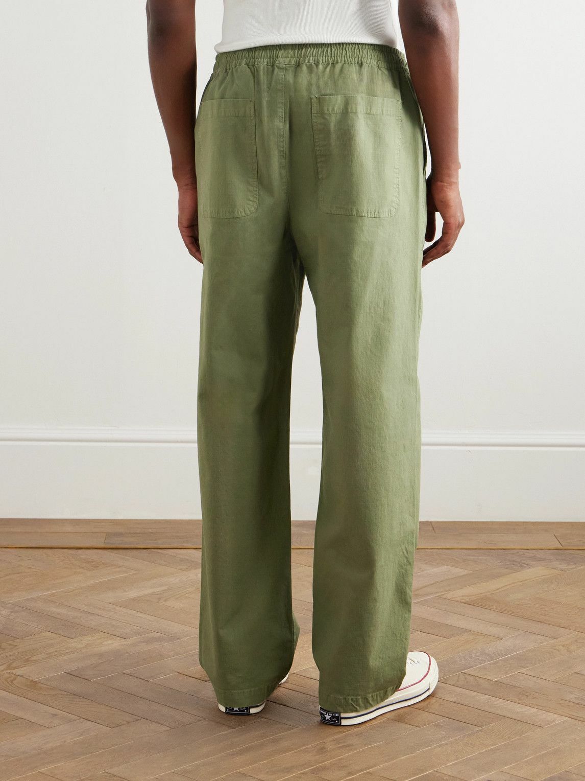 Folk - Straight-Leg Pleated Stretch Cotton-Ripstop Trousers - Green