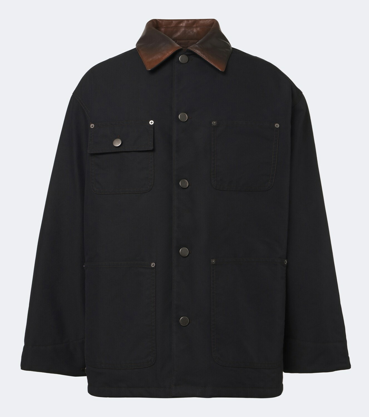 Prada Leather-trimmed technical cotton-blend jacket