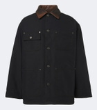 Prada Leather-trimmed technical cotton-blend jacket