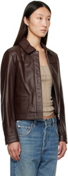 Loulou de Saison Brown Ascot Leather Jacket