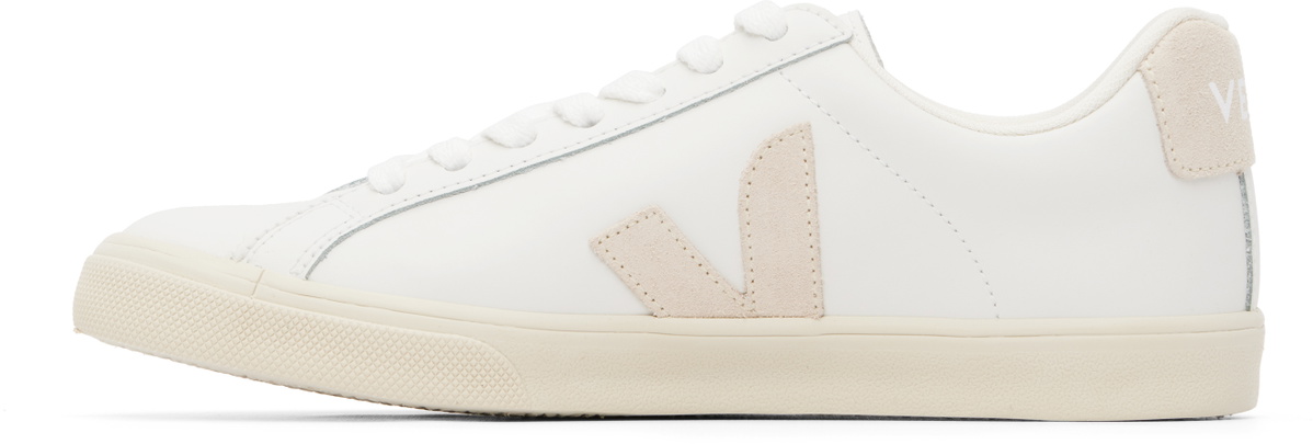 VEJA White & Beige Esplar Leather Sneakers