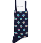 Paul Smith - Polka-Dot Mercerised Cotton-Blend Socks - Navy