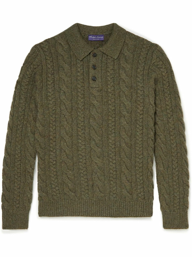 Photo: Ralph Lauren Purple label - Slim-Fit Cable-Knit Cashmere Sweater - Green