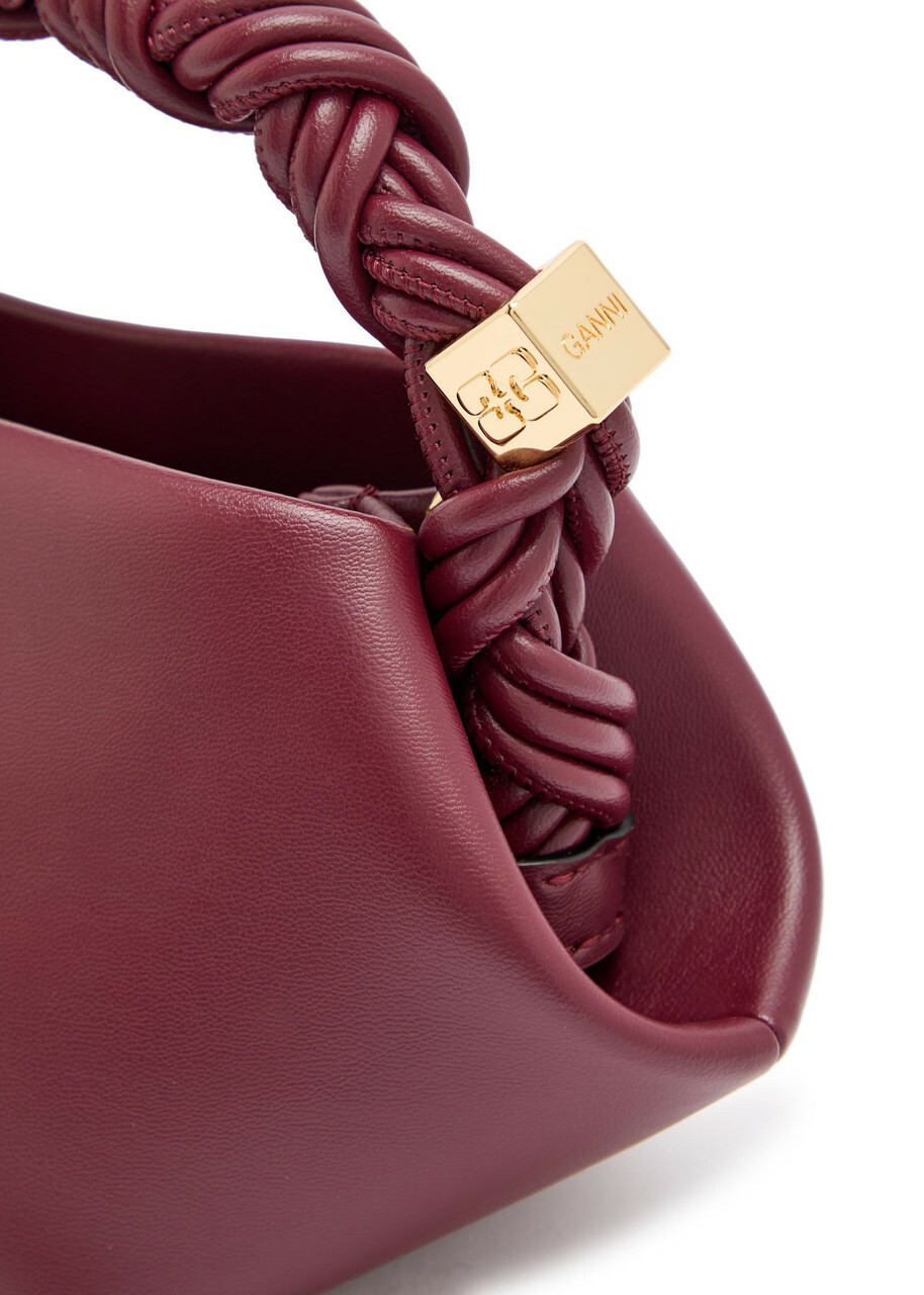 Ganni Bou Mini Leather top Handle bag - Burgundy - One Size