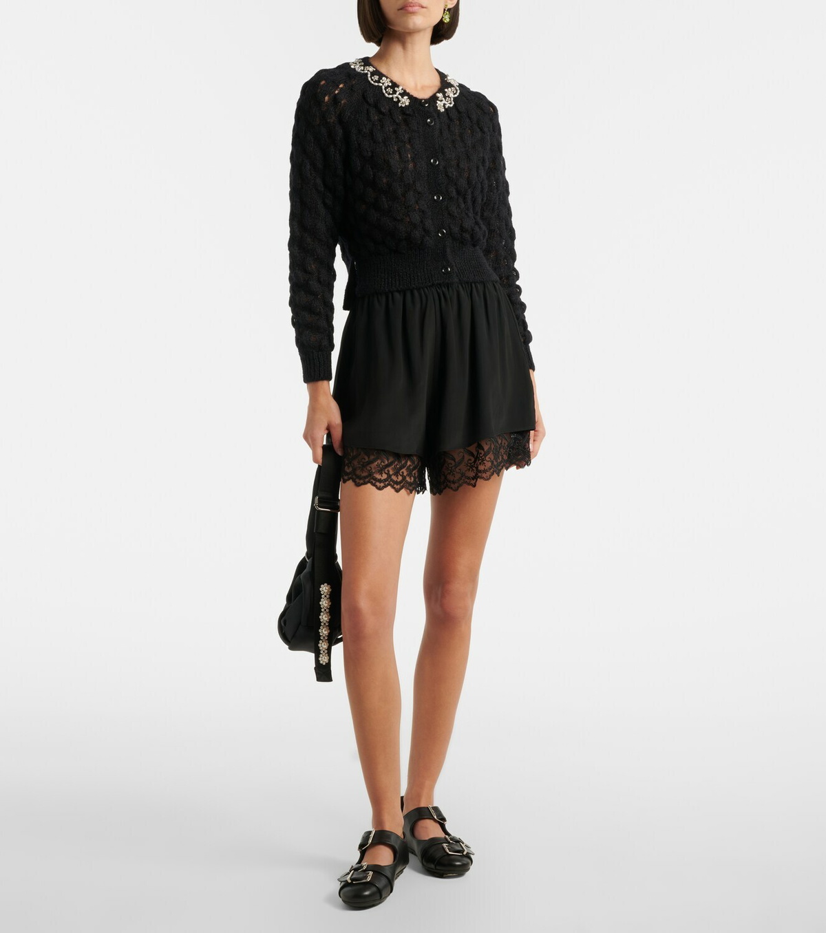 Simone Rocha Lace-trimmed satin shorts