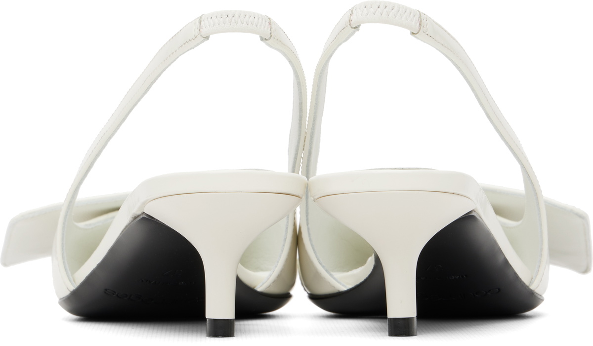 Courrèges White Fold Iced Leather Slingback Heels