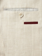 Brunello Cucinelli - Unstructured Striped Linen, Wool and Silk-Blend Blazer - Neutrals