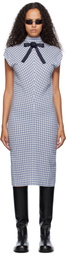 AO Yes Blue & White Ribbon Tie Bias Cut Midi Dress