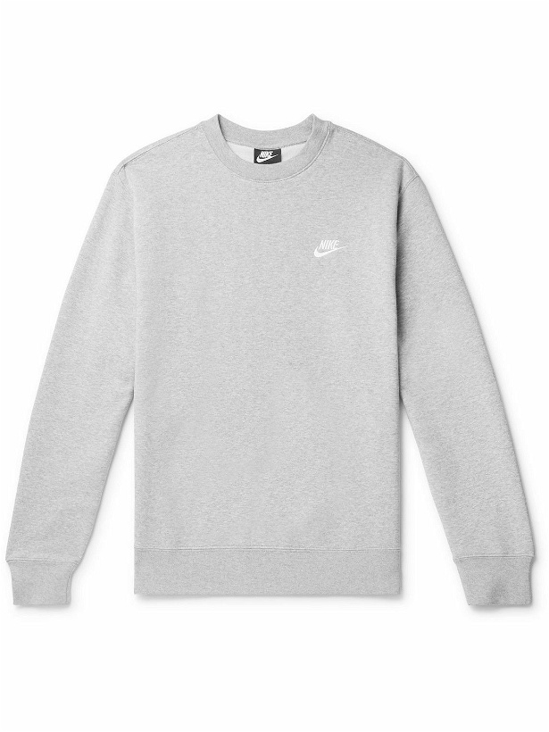 Photo: Nike - NSW Logo-Embroidered Cotton-Blend Jersey Sweatshirt - Gray