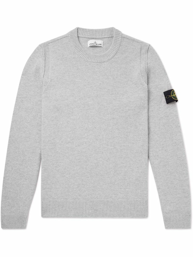 Photo: Stone Island - Logo-Appliquéd Wool-Blend Sweater - Gray