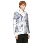 Alexander McQueen White and Navy Trompe-loeil Printed Hoodie