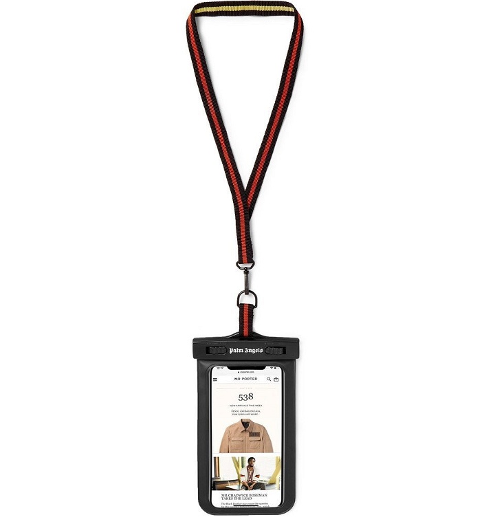 Photo: Palm Angels - Logo-Print PVC and Faux Leather Smartphone Lanyard Case - Black