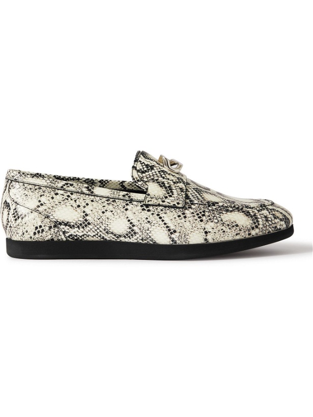 Photo: Givenchy - Logo-Embellished Snake-Effect Leather Loafers - Gray