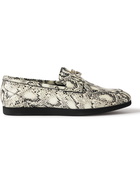 Givenchy - Logo-Embellished Snake-Effect Leather Loafers - Gray