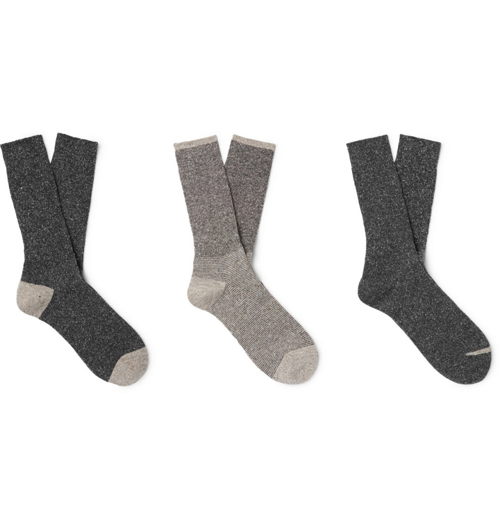 Photo: Anonymous Ism - Three-Pack Mélange Knitted Socks - Gray