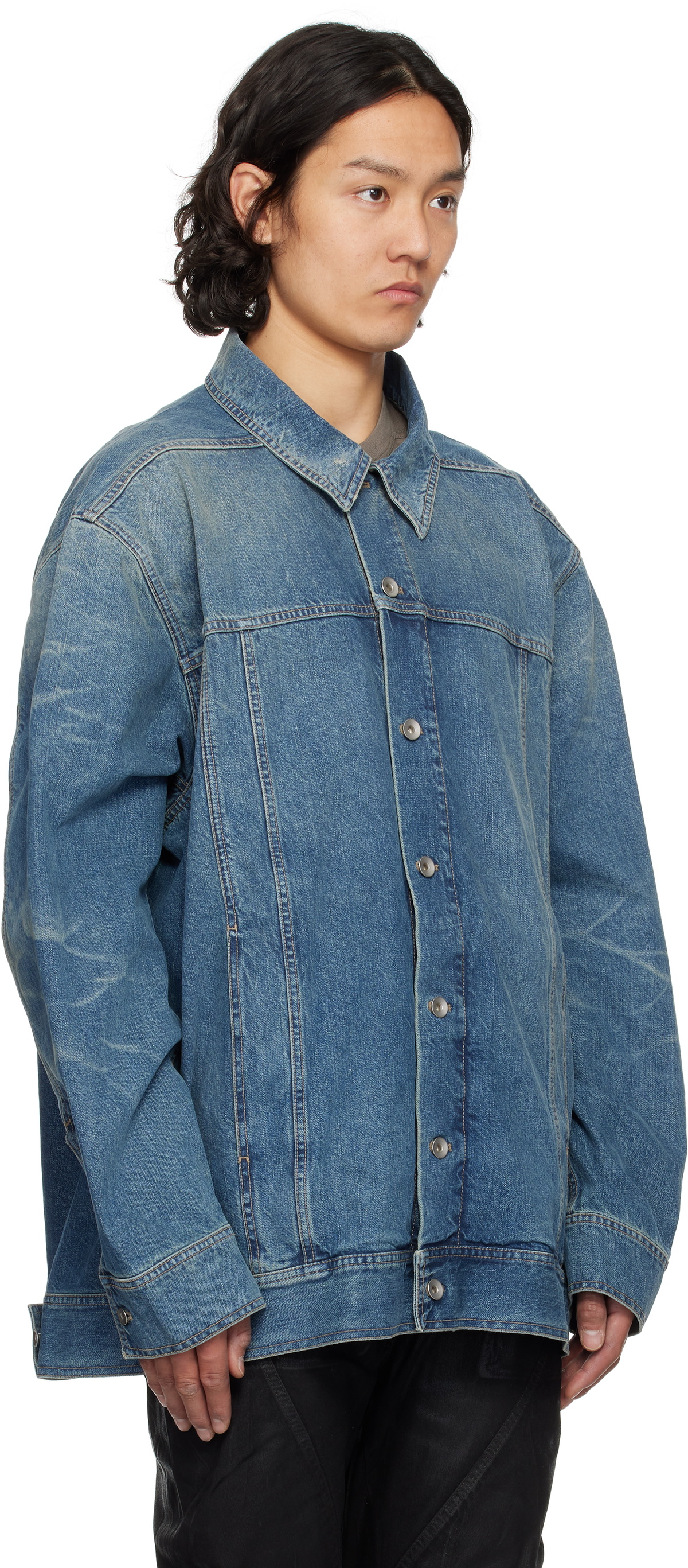 Rick Owens DRKSHDW Indigo Hollywood Jumbo Worker Denim Jacket Rick